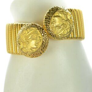 Vintage Kenneth Jay Lane Gold-tone Flexible Coin Cuff Bracelet